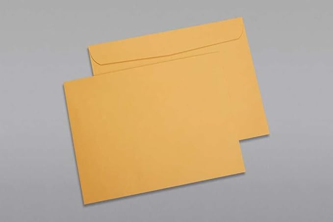 Limited Papers (TM) Booklet Envelopes, (Open Side) Brown Kraft, Gummed Seal, 28 Pound, Heavyweight, For Mailing And More. (1000, 9.5 x 12)