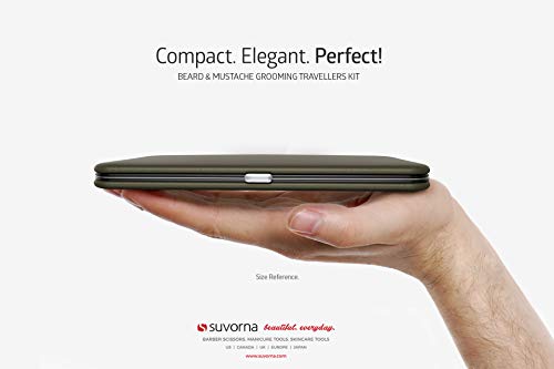 Suvorna Premium Beard & Mustache Set with Beard scissors for men - Facial Hair/Nose/Eyebrow Scissors - Slant Tweezers (4 Pcs Green)