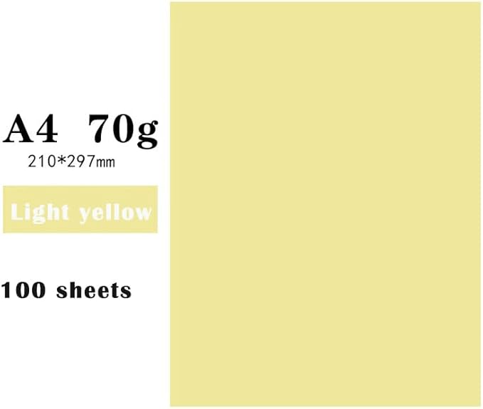 Light Yellow Copy Print Paper 8.5X11 Inches,100 Sheets Rainbow A4 Printer Paper 70GSM Colored Origami Paper for Cutting DIY Kids Art Craft