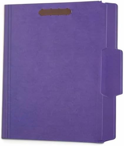 50 Purple File Folders with Fasteners, 1/3 Cut Reinforced Tab, Durable 2 Prong Fastener File Folder, Designed to Organize Standard Medical Files, Law Client Files, Office Reports, Letter Size, Purple