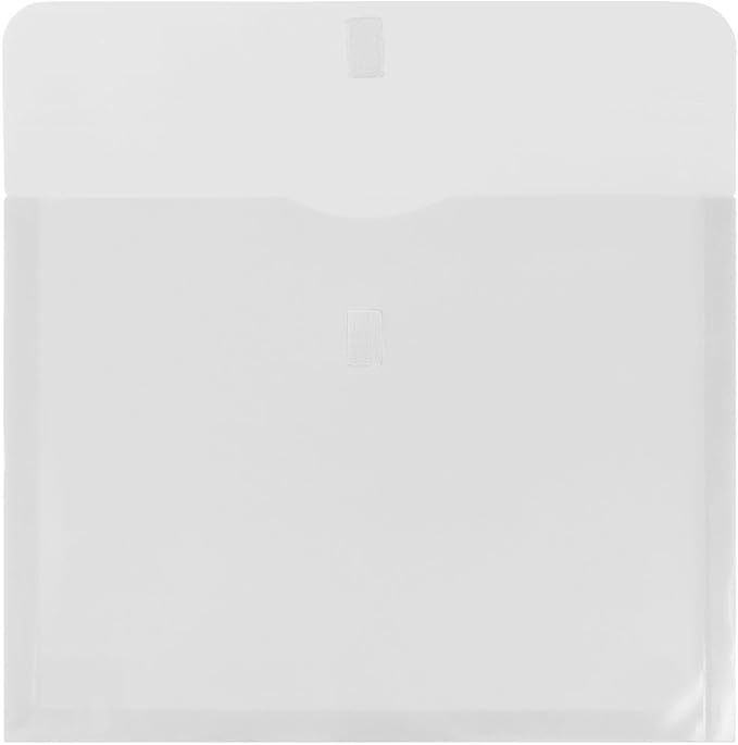 JAM PAPER Plastic Expansion Envelopes with Hook & Loop Closure - Letter Booklet - 9 3/4 x 13 with 1 Inch Expansion - Clear - 3/Pack