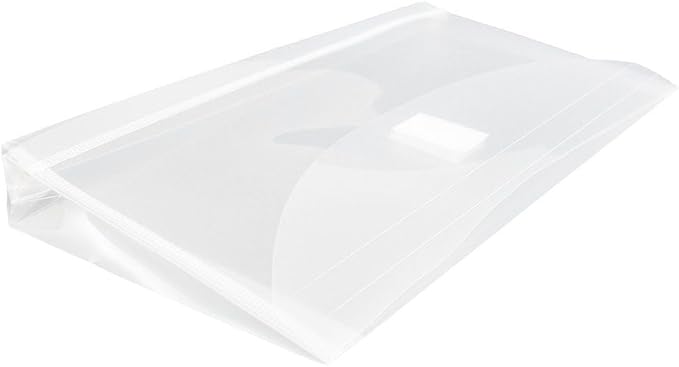 JAM PAPER Plastic Expansion Envelopes with Hook & Loop Closure - #10 Booklet Wallet - 5 1/4 x 10 with 1 Inch Expansion - Clear - 3/Pack