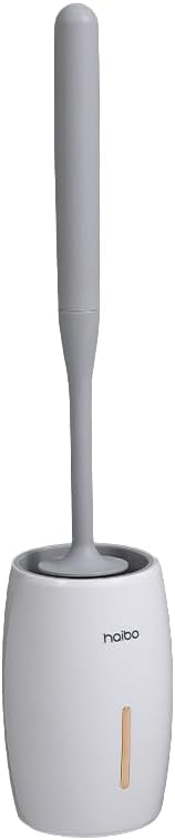 Modem Wall Mounted Toilet Brush and Holder Set Self Cleaning Bowl Toilet Brush with Soft and Durable Bristles for Bathroom Cleaning, Can Standing (White Grey)