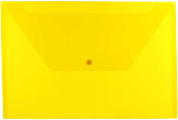 JAM PAPER Plastic Envelopes with Snap Closure - Legal Booklet - 9 3/4 x 14 1/2 - Yellow - 3/Pack