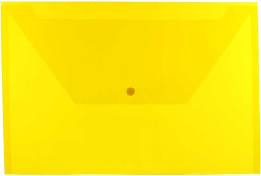 JAM PAPER Plastic Envelopes with Snap Closure - Legal Booklet - 9 3/4 x 14 1/2 - Yellow - 3/Pack