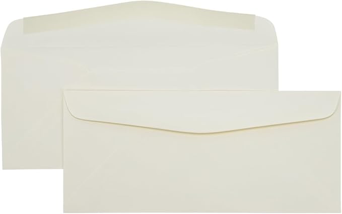 JAM PAPER #10 Business Strathmore Envelopes - 4 1/8 x 9 1/2 - Natural White Wove - 50/Pack