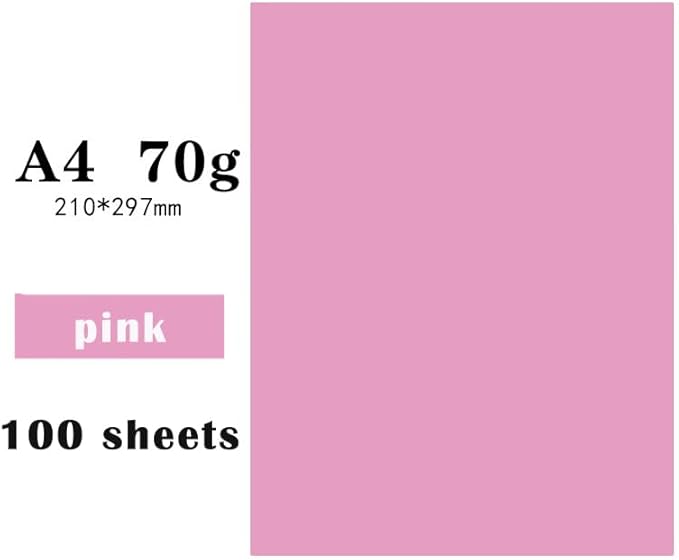 Pink Copy Print Paper 8.5X11 Inches,100 Sheets Rainbow A4 Printer Paper 70GSM Colored Origami Paper for Cutting DIY Kids Art Craft