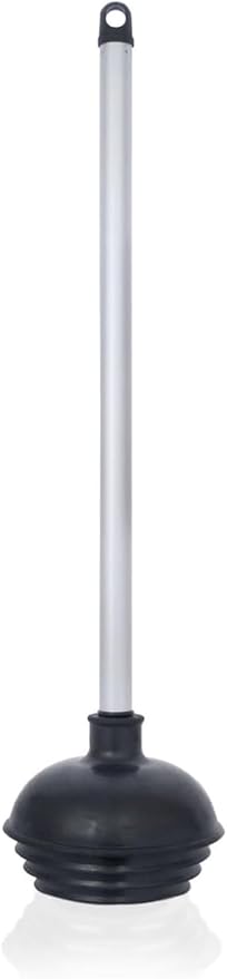 NEIKO 60166A Toilet Plunger with Patented All-Angle Design, Heavy-Duty Toilet Bowl Plunger with Aluminum Handle, Bathroom Necessity, Black, 1-Pack