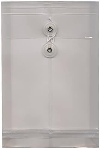 JAM PAPER Plastic Envelopes with Button & String Tie Closure - 6 1/4 x 9 1/4 - Assorted Colors - 6/Pack