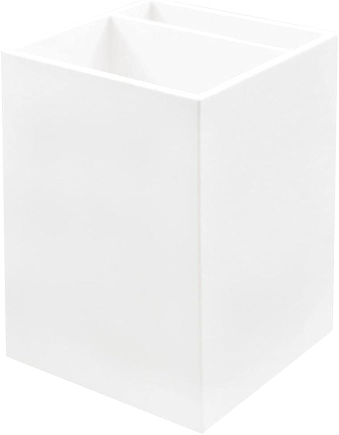 JAM PAPER Plastic Pen Holder - White - Desktop Pencil Cup - Sold Individually