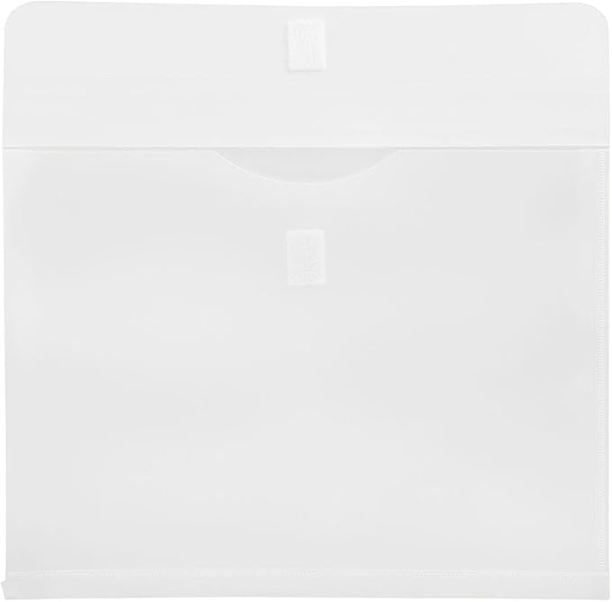 JAM PAPER Plastic Expansion Envelopes with Hook & Loop Closure - Letter Booklet - 9 3/4 x 13 with 1 Inch Expansion - White - 3/Pack