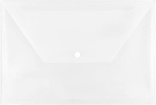JAM PAPER Plastic Envelopes with Snap Closure - Legal Booklet - 9 3/4 x 14 1/2 - Clear - 12/Pack