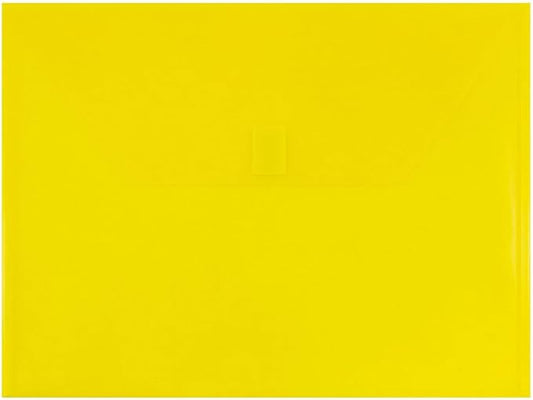 JAM PAPER Plastic Envelopes with Hook & Loop Closure - Letter Booklet - 9 3/4 x 13 - Yellow - 12/Pack