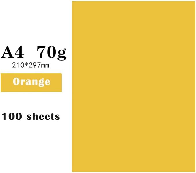 Orange Copy Print Paper 8.5X11 Inches,100 Sheets Rainbow A4 Printer Paper 70GSM Colored Origami Paper for Cutting DIY Kids Art Craft