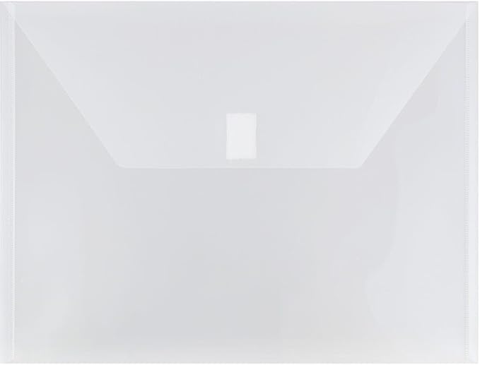 JAM PAPER Plastic Envelopes with Hook & Loop Closure - Letter Booklet - 9 3/4 x 13 - Clear - 3/Pack