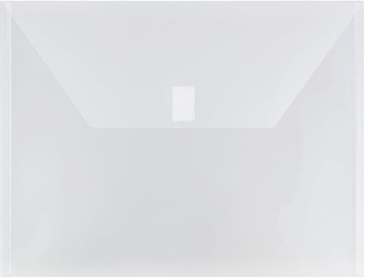 JAM PAPER Plastic Envelopes with Hook & Loop Closure - Letter Booklet - 9 3/4 x 13 - Clear - 3/Pack