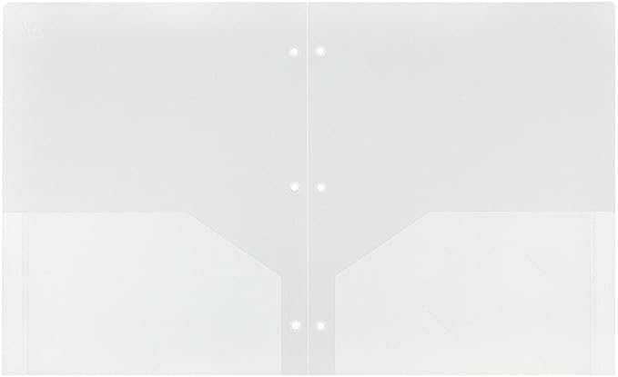 JAM PAPER Heavy Duty Plastic 3 Hole Punch Pocket Folders - Extra Tough School Folders - Clear - Bulk 144/Box