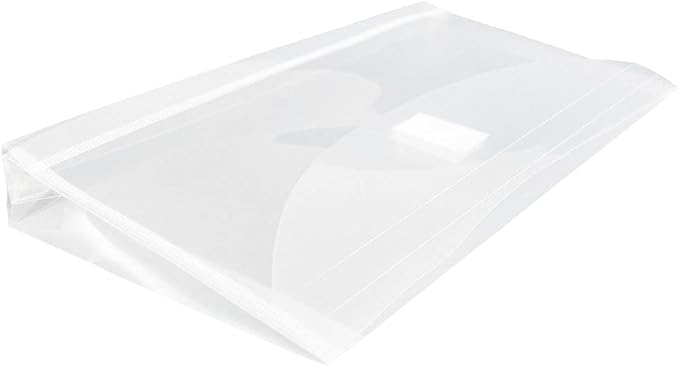JAM PAPER Plastic Expansion Envelopes with Hook & Loop Closure - #10 Booklet Wallet - 5 1/4 x 10 with 1 Inch Expansion - Clear - 12/Pack