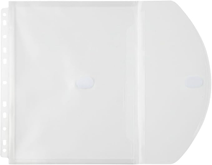 JAM PAPER Plastic 3 Hole Punch Binder Envelopes with Hook & Loop Closure - Letter Booklet - 9 1/2 x 11 1/2 with 1 Inch Expansion - Clear - 3/Pack