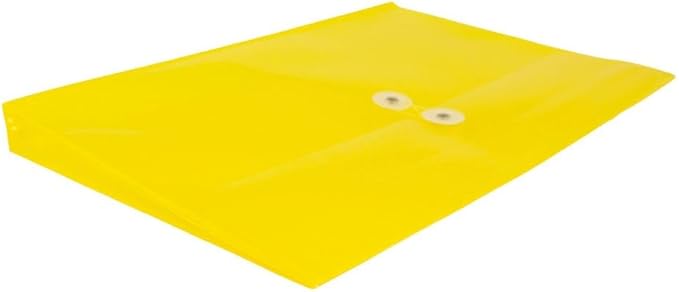 JAM PAPER Plastic Envelopes with Button & String Tie Closure - Letter Booklet - 9 3/4 x 13 - Yellow - 3/Pack