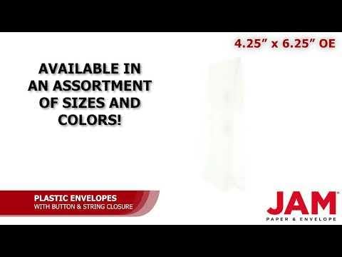 JAM PAPER Plastic Envelopes with Button & String Tie Closure - 4 1/4 x 6 1/4 - Clear - 3/Pack