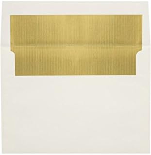 LUXPaper A8 Foil Lined Invitation Envelopes | Peel & Press | 5 1/2" x 8 1/8" | Natural w/Gold LUX Lining | 60lb. Text | 50 Qty