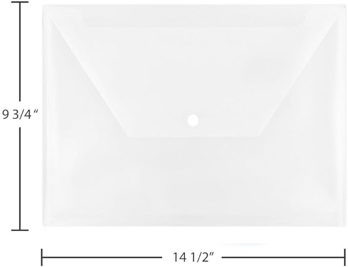 JAM PAPER Plastic Envelopes with Snap Closure - Legal Booklet - 9 3/4 x 14 1/2 - Clear - 3/Pack