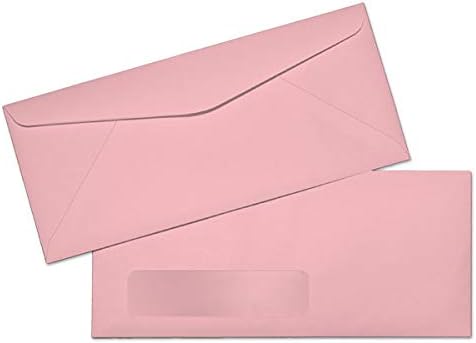 Limited Papers (TM) Regular Mailing And Business Envelopes, Left Hand Window, No. 10 (4.8 x 9.5 Inch), Gummed seal, 24 Pound, Variety of Colors And Quantities. (Pink, 500)