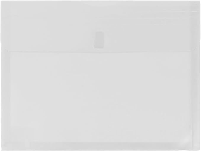JAM PAPER Plastic Expansion Envelopes with Hook & Loop Closure - Letter Booklet - 9 3/4 x 13 with 1 Inch Expansion - Clear - 3/Pack