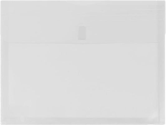 JAM PAPER Plastic Expansion Envelopes with Hook & Loop Closure - Letter Booklet - 9 3/4 x 13 with 1 Inch Expansion - Clear - 3/Pack