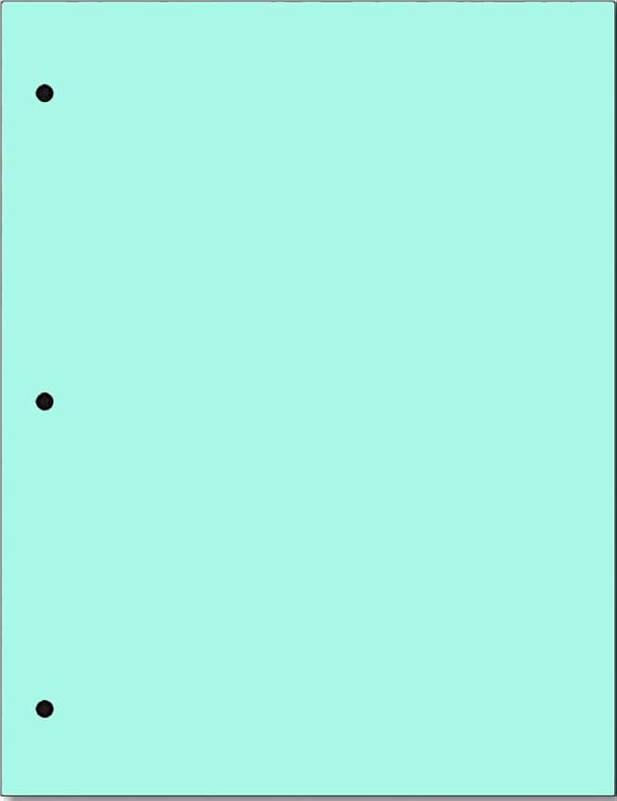 Copy And Printing Color Paper, 20 Lb. 3 Hole Punch 500 Sheets Per Ream. (Turquoise)