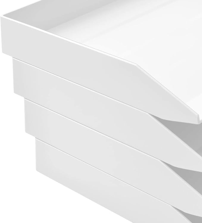 Acrimet Stackable Letter Tray 2 Tier Side Load, Plastic, Desktop File Organizer (White Color)