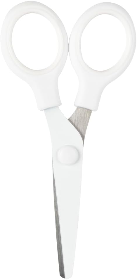 JAM PAPER Multi-Purpose Mini Scissors - 5 Inch - White - Soft Grip & Stainless Steel Precision Blades - Sold Individually