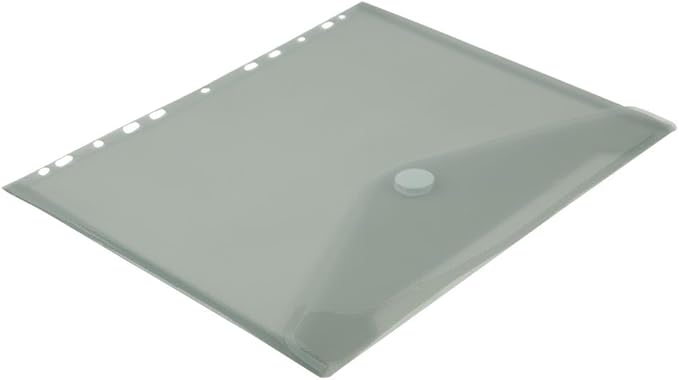 JAM PAPER Plastic 3 Hole Punch Binder Envelopes with Hook & Loop Closure - Letter Booklet - 9 1/2 x 11 1/2 - Smoke Grey - 3/Pack