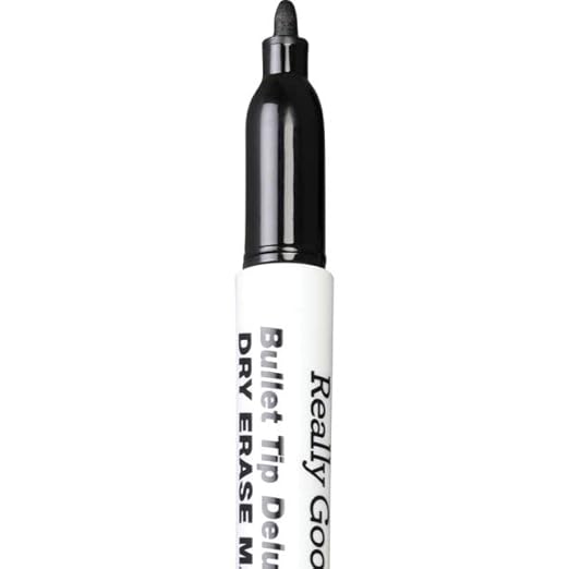 Really Good Stuff Black Bullet Tip Deluxe Dry Erase Markers - 12 markers