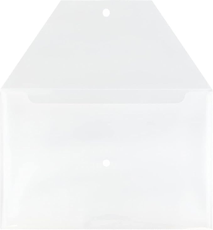 JAM PAPER Plastic Envelopes with Snap Closure - Legal Booklet - 9 3/4 x 14 1/2 - Clear - 12/Pack