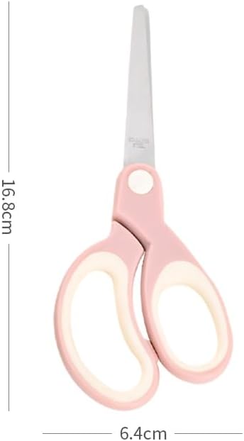 Pastel Non-Stick Scissors - All-Purpose Office & Craft, Soft Grip Cutting Tool, Blunt Tip Fabric Shears for Kids - Sewing, Left & Right Handed (1 Pack, Pink)