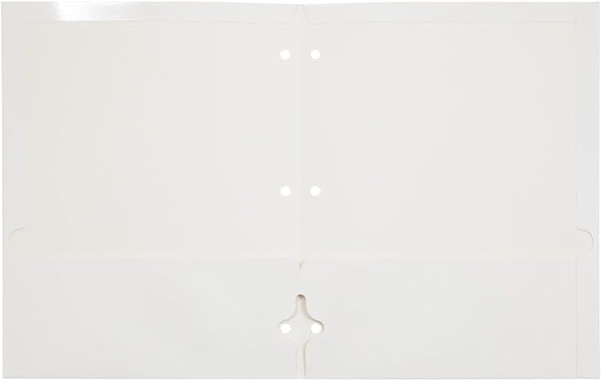 JAM PAPER Laminated Two Pocket Glossy 3 Hole Punch School Folders - White - 3/Pack