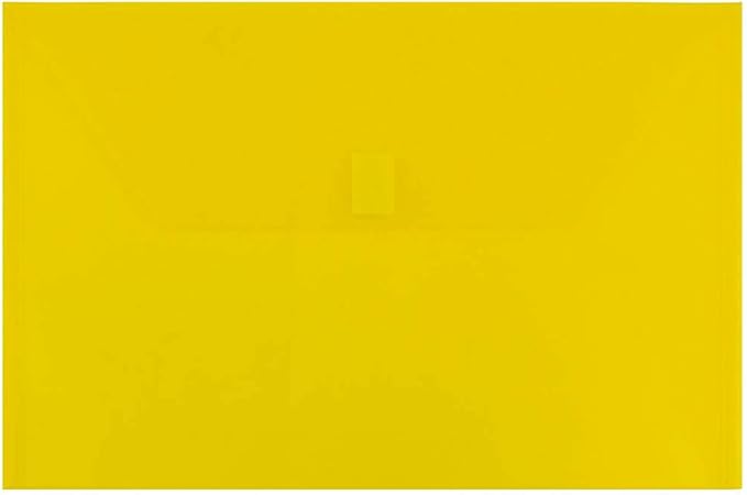 JAM PAPER Plastic Envelopes with Hook & Loop Closure - Legal Booklet - 9 3/4 x 14 1/2 - Yellow - 12/Pack