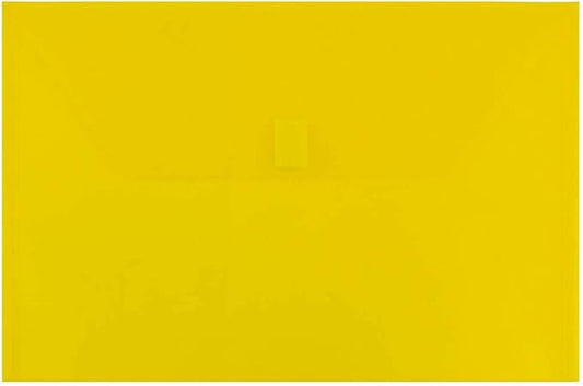 JAM PAPER Plastic Envelopes with Hook & Loop Closure - Legal Booklet - 9 3/4 x 14 1/2 - Yellow - 12/Pack