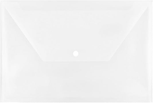 JAM PAPER Plastic Envelopes with Snap Closure - Legal Booklet - 9 3/4 x 14 1/2 - Clear - 3/Pack