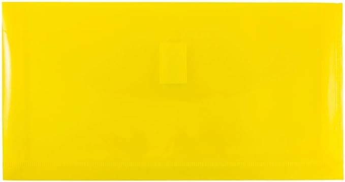 JAM PAPER Plastic Expansion Envelopes with Hook & Loop Closure - #10 Booklet Wallet - 5 1/4 x 10 with 1 Inch Expansion - Yellow - 3/Pack