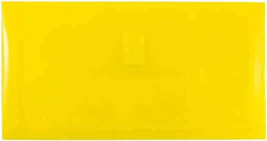 JAM PAPER Plastic Expansion Envelopes with Hook & Loop Closure - #10 Booklet Wallet - 5 1/4 x 10 with 1 Inch Expansion - Yellow - 3/Pack
