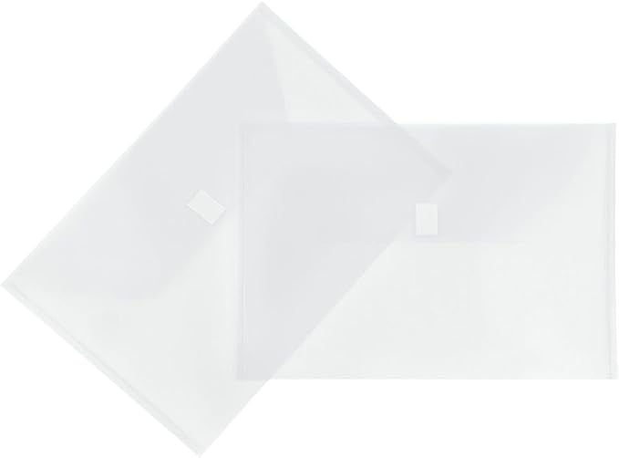 JAM PAPER Plastic Envelopes with Hook & Loop Closure - Legal Booklet - 9 3/4 x 14 1/2 - Clear - 3/Pack