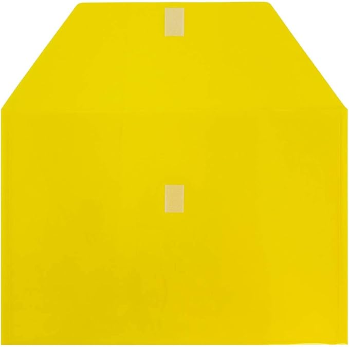 JAM PAPER Plastic Envelopes with Hook & Loop Closure - Legal Booklet - 9 3/4 x 14 1/2 - Yellow - 12/Pack