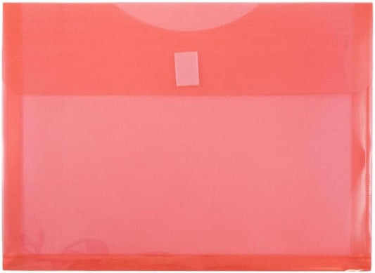 JAM PAPER Plastic Expansion Envelopes with Hook & Loop Closure - Letter Booklet - 9 3/4 x 13 with 1 Inch Expansion - Red - 3/Pack
