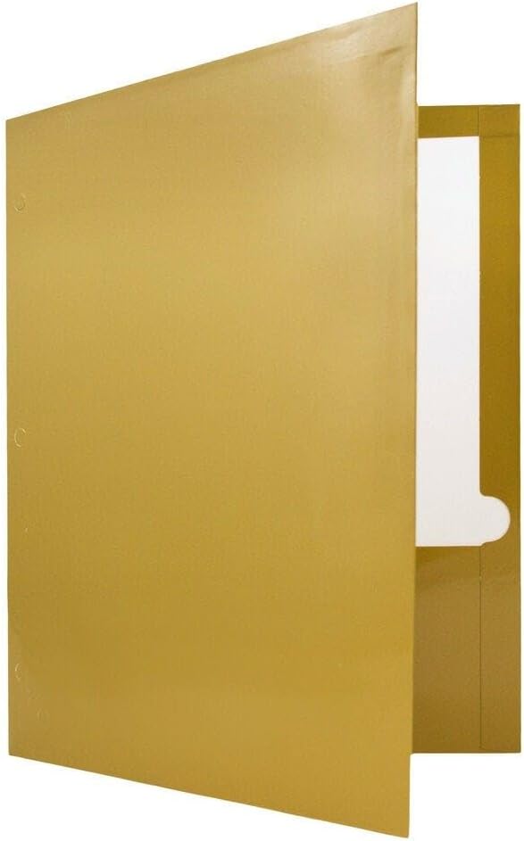JAM PAPER Laminated Two Pocket Glossy 3 Hole Punch School Folders - Gold - 3/Pack