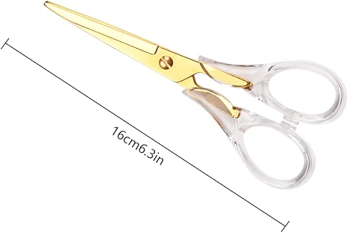 Gold Scissors, Stainless Steel Blade with Acrylic Handle, All Purpose Scissor for Office, School, Home, Fabric Shears, Tijeras (6.3" Gold)