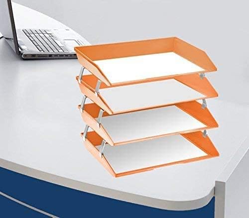 Acrimet Facility 4 Tier Letter Tray, Side Load, Letter Size/A4, Desktop File Organizer, Plastic (Orange Citrus)