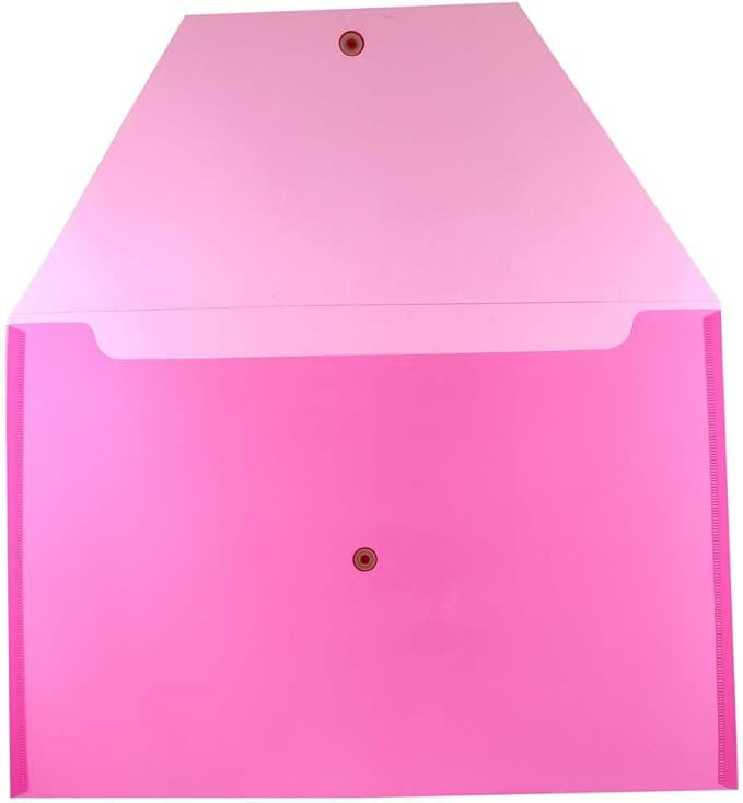 JAM PAPER Plastic Envelopes with Snap Closure - Legal Booklet - 9 3/4 x 14 1/2 - Fuchsia Pink - 3/Pack